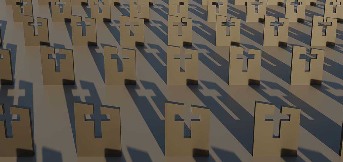 Endless rows of graves
